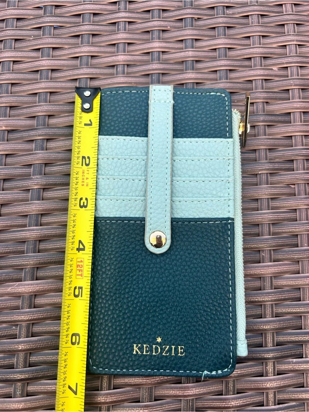 Kedzie Essentials Only Two-Tone Green Card Holder Wallet